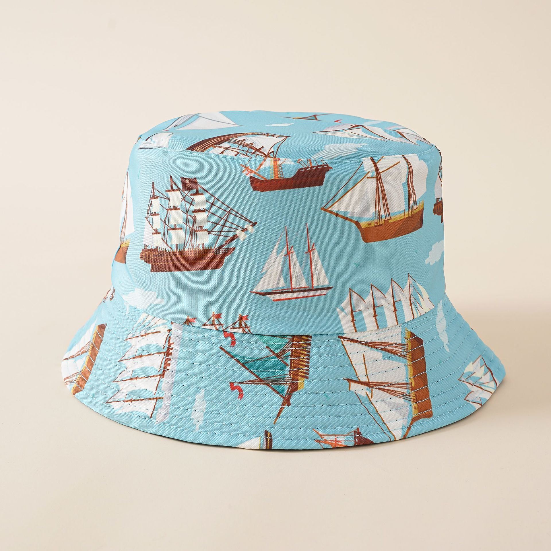 Hat new tropical print fruit pattern fisherman hat women summer lemon sports sunshade hat casual basin hat Doba sail-Blue